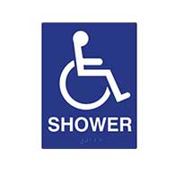 ADA Compliant Shower Room Sign with Wheelchair Symbol and Tactile Text and Grade 2 Braille - 6x8