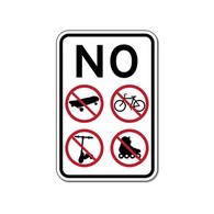 No Skateboarding Bicycle Riding Roller Blading Roller Skating Scooter Riding Sign - 12x18 - Reflective heavy-gauge rust-free No Skateboarding Signs