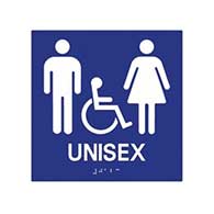 ADA Compliant Accessible Unisex Restroom Wall Signs with Tactile Text and Grade 2 Braille - 8x8