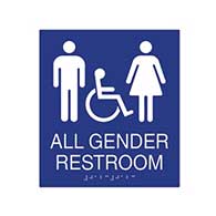 ADA Compliant Wheelchair Accessible All Gender Restroom Wall Signs with Tactile Text and Grade 2 Braille - 8x9