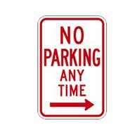 R7-1 Federal No Parking Any Time Sign with Right Arrow - 12x18 - Aluminum Reflective No Parking Signs