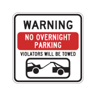 No Overnight Parking Signs - 18x18