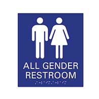 ADA Compliant Wheelchair Accessible All Gender Restroom Wall Signs with Tactile Text and Grade 2 Braille - 8x9