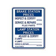 Brake and Lamp Station Combo Price Sign - 24x30