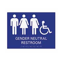 ADA Compliant Wheelchair Accessible Gender Neutral Wall Sign, Restroom Wall Signs with Tactile Text and Grade 2 Braille - 12x9