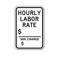 Vehicle Repair Hourly Labor Rate Sign - 12x18 - Durable aluminum hourly rate and minimum charge sign for auto repair shops
