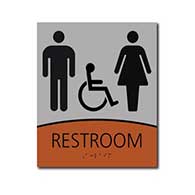 ADA Signature Unisex Restroom Wall Sign with Wheelchair Symbol - 8x9