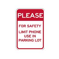 Prevent future accidents by posting our Limit Cell Phone Use In Parking Lot Signs. Made with 3M Engineer Grade Reflective Rust-Free Heavy Gauge Durable Aluminum available at STOPSignsAndMore