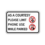 Parking sign for limiting cell phone use in a parking lot - 18x12 - Affordable Durable Parking Lot Signage available at STOPSignsAndMore.com
