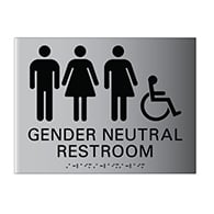 ADA Compliant Wheelchair Accessible Gender Neutral Wall Sign, Restroom Wall Signs with Tactile Text and Grade 2 Braille - 12x9