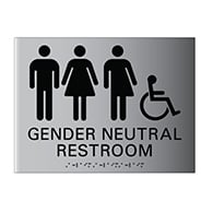 ADA Compliant Wheelchair Accessible Gender Neutral Wall Sign, Restroom Wall Signs with Tactile Text and Grade 2 Braille - 12x9