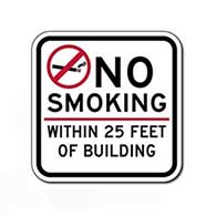 No Smoking Within 25 Feet Of Building Sign - 12x12 - Non-reflective