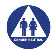 (Gender Neutral) Restoom Door Sign White Triangle - 12x12 GENDER NEUTRAL