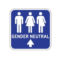 Outdoor Rated Aluminum Accessible Gender Neutral Restroom Sign - Ahead Arrow - 12x12 - Reflective Rust-Free Heavy Gauge Aluminum Restroom Signs available at STOPSignsAndMore.com