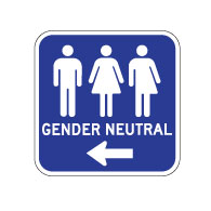 Outdoor Rated Aluminum Accessible Gender Neutral Restrooms Sign - Left Arrow - 12x12 - Reflective Rust-Free Heavy Gauge (.063) Aluminum Restroom Signs