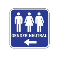 Outdoor Rated Aluminum Accessible Gender Neutral Restrooms Sign - Left Arrow - 12x12 - Reflective Rust-Free Heavy Gauge (.063) Aluminum Restroom Signs