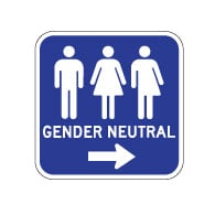 Outdoor Rated Aluminum Accessible Gender Neutral Restrooms Sign - Right Arrow - 12x12 - Reflective Rust-Free Heavy Gauge (.063) Aluminum Restroom Signs