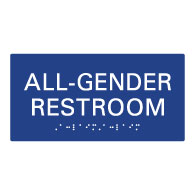 ADA Compliant Wheelchair Accessible All Gender Restroom Wall Signs with Tactile Text and Grade 2 Braille - 8x4