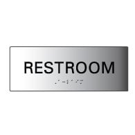 Brushed Aluminum  Restroom Wall Signs with Tactile Text and Grade 2 Braille - 8x3