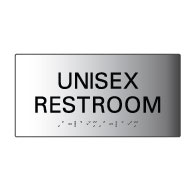 Brushed Aluminum Unisex Restroom Wall Signs with Tactile Text and Grade 2 Braille available at STOPSignsAndMore.com