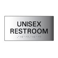 Brushed Aluminum Unisex Restroom Wall Signs with Tactile Text and Grade 2 Braille available at STOPSignsAndMore.com