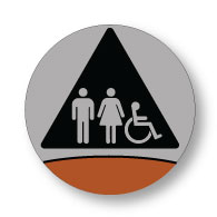 Signature Series Restroom Door Sign Wheelchair + Pictograms Restroom Door SIgn