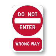 R5-1 Official MUTCD Do Not Enter/Wrong Way Combo Road Signs - 12x18