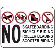 No Skateboarding Bicycling Rollerblading Symbol and Text - 18x12 - Made with Reflective Rust-Free Heavy Gauge Durable Aluminum available at STOPSignsAndMore.com