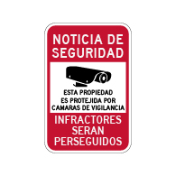 Spanish Property Protected By Video Surveillance Sign - 12x18