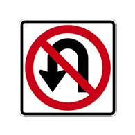 R3-4 No U-Turn Symbol Signs - 24x24 - Official MUTCD Reflective Rust-Free Heavy Gauge Aluminum Road Signs