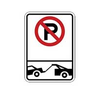 No Parking Signs with No Parking Symbol and Tow-Away Symbol - 12x18
