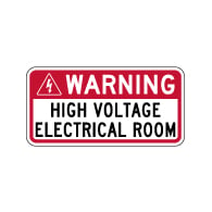 Warning High Voltage Electrical Room Sign - 12x6 - Non-Reflective rust-free aluminum signs