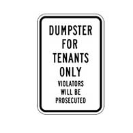 Buy Reflective Dumpster for Tenants Only Sign - 12x18 - Reflective Property Management Signs