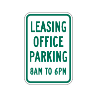 Leasing Office Parking Hours Signs - 12x18 - Reflective Rust-Free Heavy Gauge Aluminum Property Management Signs