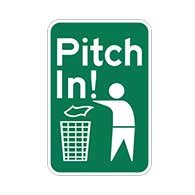 Pitch In! Do Not Litter Sign - 12X18 -Reflective rugged outdoor rated aluminum No Littering Allowed Signs