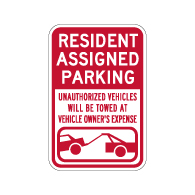 Resident Assigned Parking Tow Away Signs - 12x18