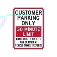 Customer Parking Only Sign - Choose Your Own Time Limit - 18x24