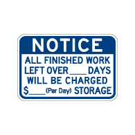 Notice Vehicle Storage Rates Sign - Single-Faced - 18x12 - Non-Reflective, Heavy-Gauge Rust-Free Aluminum Auto Repair Rates Sign