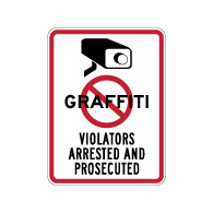 No Graffiti Symbol with Security Camera Violators Arrested and Prosecuted Sign - 18x24 - These Anti-Graffiti Surveillance Signs are Made with Reflective Rust-Free Heavy Gauge Durable Aluminum available at STOPSignsAndMore.com