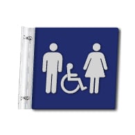 Flag Style Accessible Unisex Restroom Wall Sign with Pictograms & No Text - 10x10 - Made with Attractive Matte Finished Acrylic and Includes Polished Aluminum Wall Bracket and Hardware.