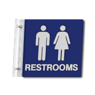 Flag Style Wall Mounted Unisex Restroom Wall Sign - 10x10 - Made with Attractive Matte Finished Acrylic and Includes Polished Aluminum Wall Bracket and Hardware. Available at STOPSignsAndMore.com