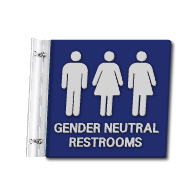 Flag Style Wall Mounted Gender Neutral Restroom Wall Sign - 10x10 - Made with Attractive Matte Finished Acrylic and Includes Polished Aluminum Wall Bracket and Hardware. Available at STOPSignsAndMore.com