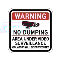 Warning No Dumping Area Under Video Surveillance Sign - 12x12 - Made with Reflective Rust-Free Heavy Gauge Durable Aluminum. Buy Video Security Signs,  Video Surveillance Signs and Security Signs from StopSignsandMore.com