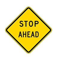 W3-1A - STOP Ahead Text Warning Sign -  Reflective Rust-Free Heavy Gauge (.063) Aluminum Road Signs