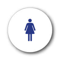 ADA Compliant and CA Title 24 Compliant Womens Restroom Door Sign with White Circle and Female Symbol - 12x12 size. Our ADA Restroom Signs meet regulations and will pass Title 24 building inspections.