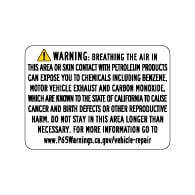 Proposition 65 Vehicle Repair Facilities Warning Sign - 14x10 - Outdoor rated Non-Reflective aluminum Parking Garage Warning Signs