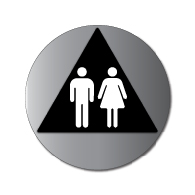 ADA Unisex Restroom Door Sign with Male and Female Symbols - 12x12 - Brushed Aluminum