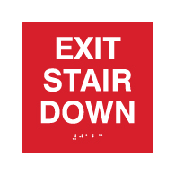 ADA Custom Color Exit Stair Down Signs with Tactile Text and Grade 2 Braille - 6x6