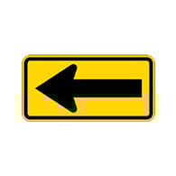 W1-6L - Left Arrow Warning Signs - 24x12 - Official MUTCD Reflective Rust-Free Heavy Gauge Aluminum Road Signs