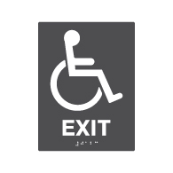 ADA Compliant Accessible Symbol Exit Sign with Tactile Text and Grade 2 Braille - 6x8. Custom Colors availble from STOPSignsAndMore.com